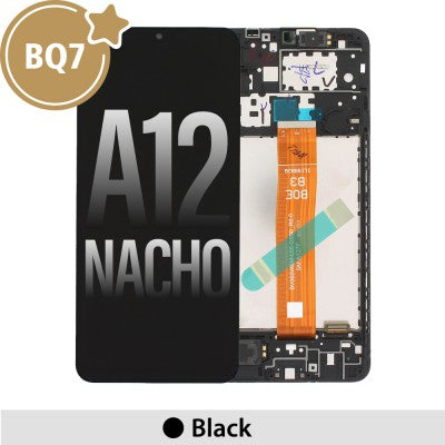 Tecguru-Samsung Galaxy A12 Nacho A127F LCD Screen Replacement Digitizer with Frame GH82-26485A (Service Pack)-Black Tecguru-Samsung Galaxy A12 Nacho A127F LCD Screen Replacement Digitizer with Frame GH82-26485A (Service Pack)-Black